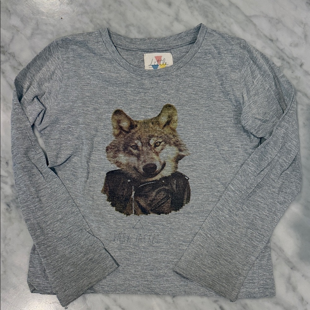 Little Eleven Paris Gray Wolf Long Sleeve Tee
